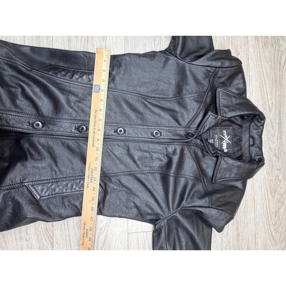 Wilsons Maxima Womens Black Genuine Leather Button Front Blazer Jacket Size‎ M - Picture 5 of 9